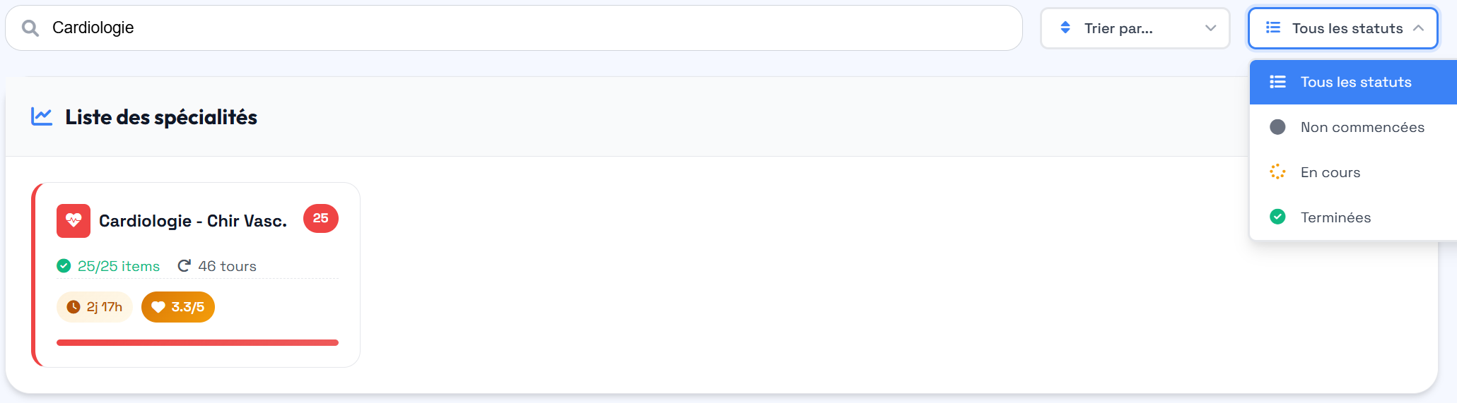 Liste des spécialités